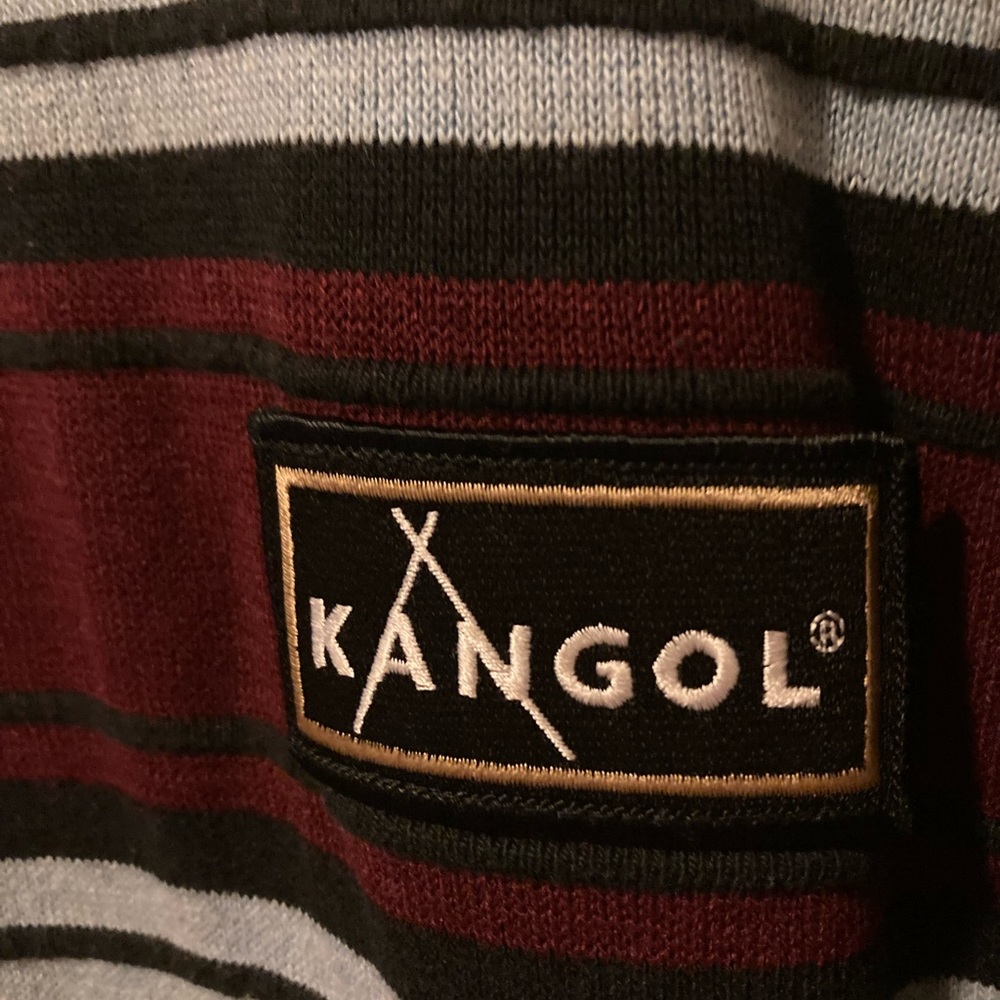 Kangol Sweater Vintage Rare Black Striped Sweater Maroon Baby Blue